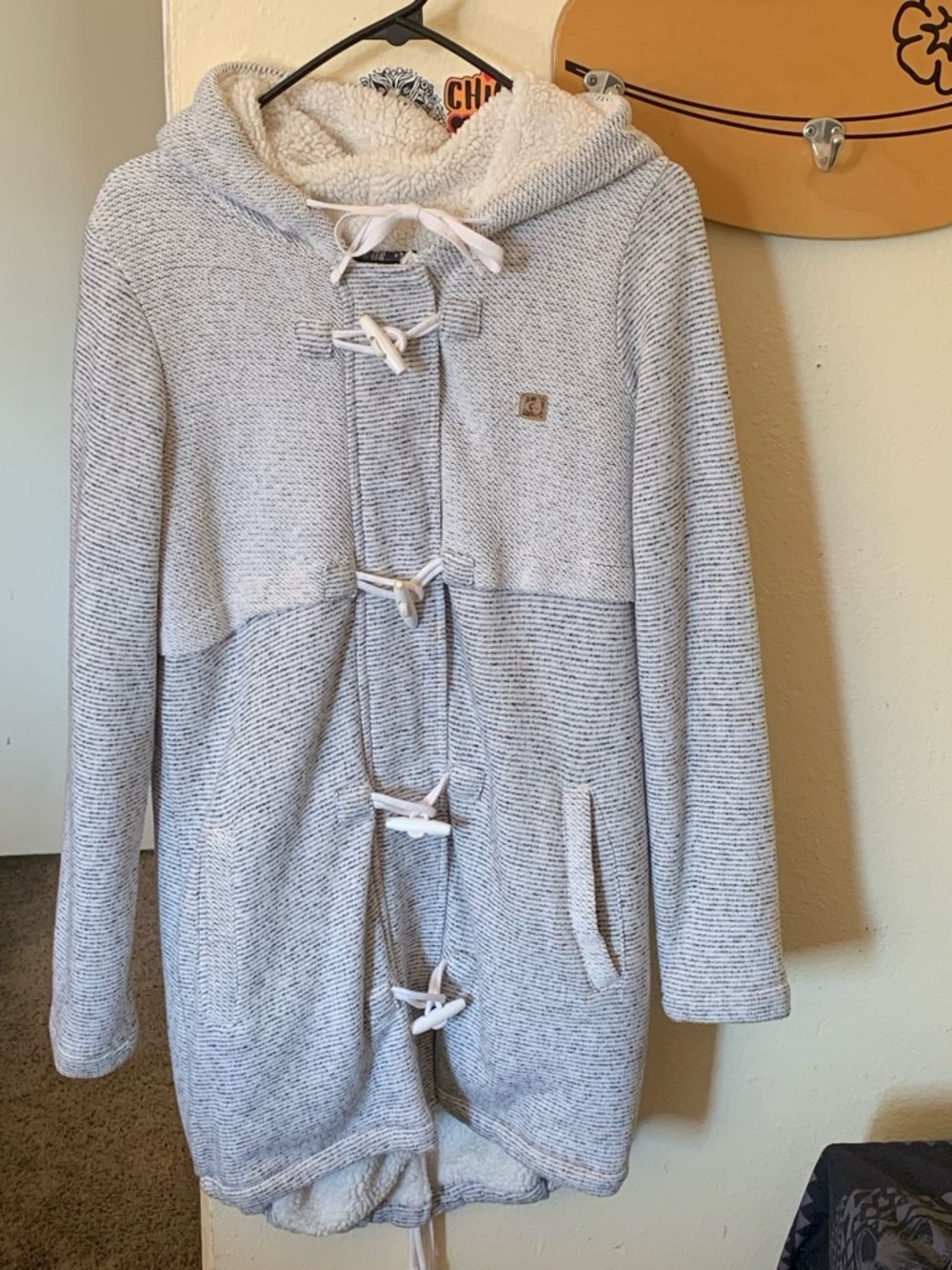 Rip Curl Light Gray Hooded Toggle Cardigan